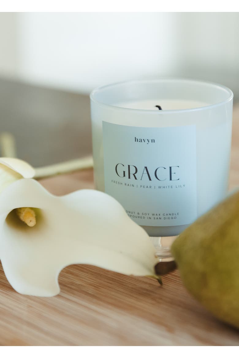 Grace (Fresh Rain, Pear, White Lily) EU Allergen-Free Candle, Alternate, color, 8 oz