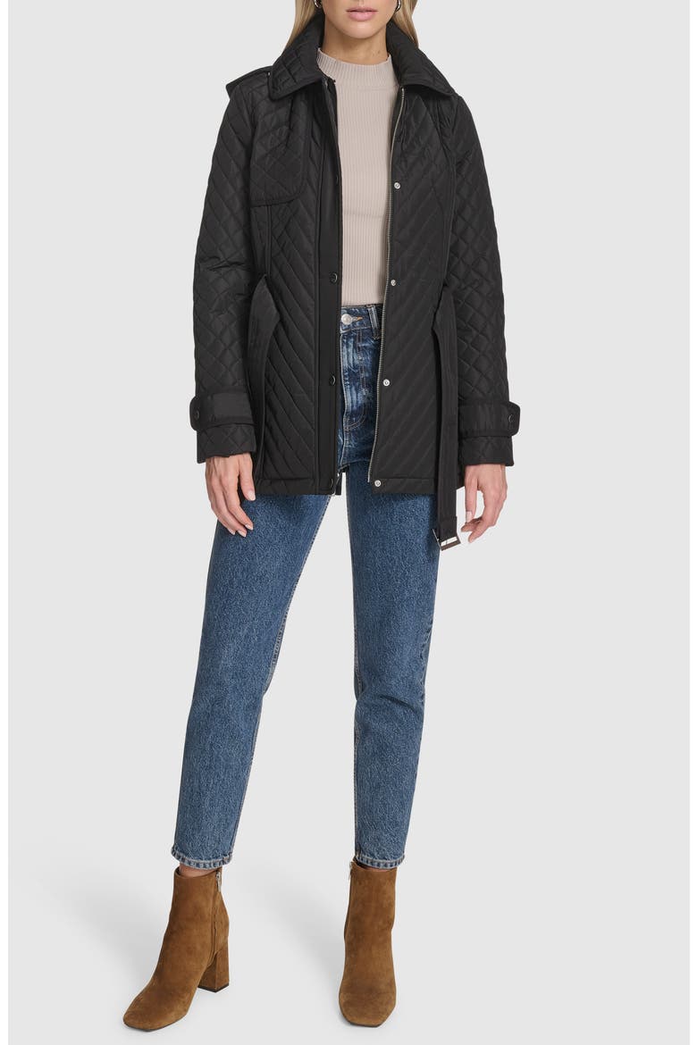Brinklee Water Resistant Quilted Jacket, Alternate, color, BLACK