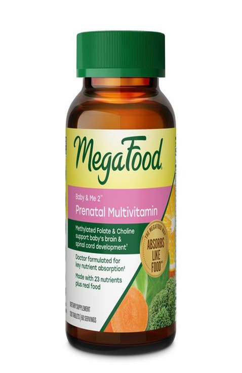 Baby & Me 2 Prenatal Multivitamin for Women with Choline, Methyl Folate, Vegetarian, 120 Tablets