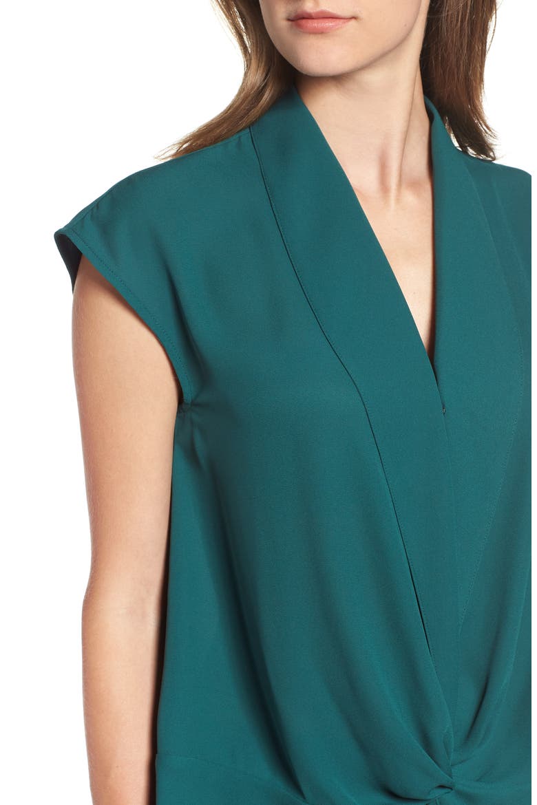 Twist Front Knot Top, Alternate, color, GREEN BUG