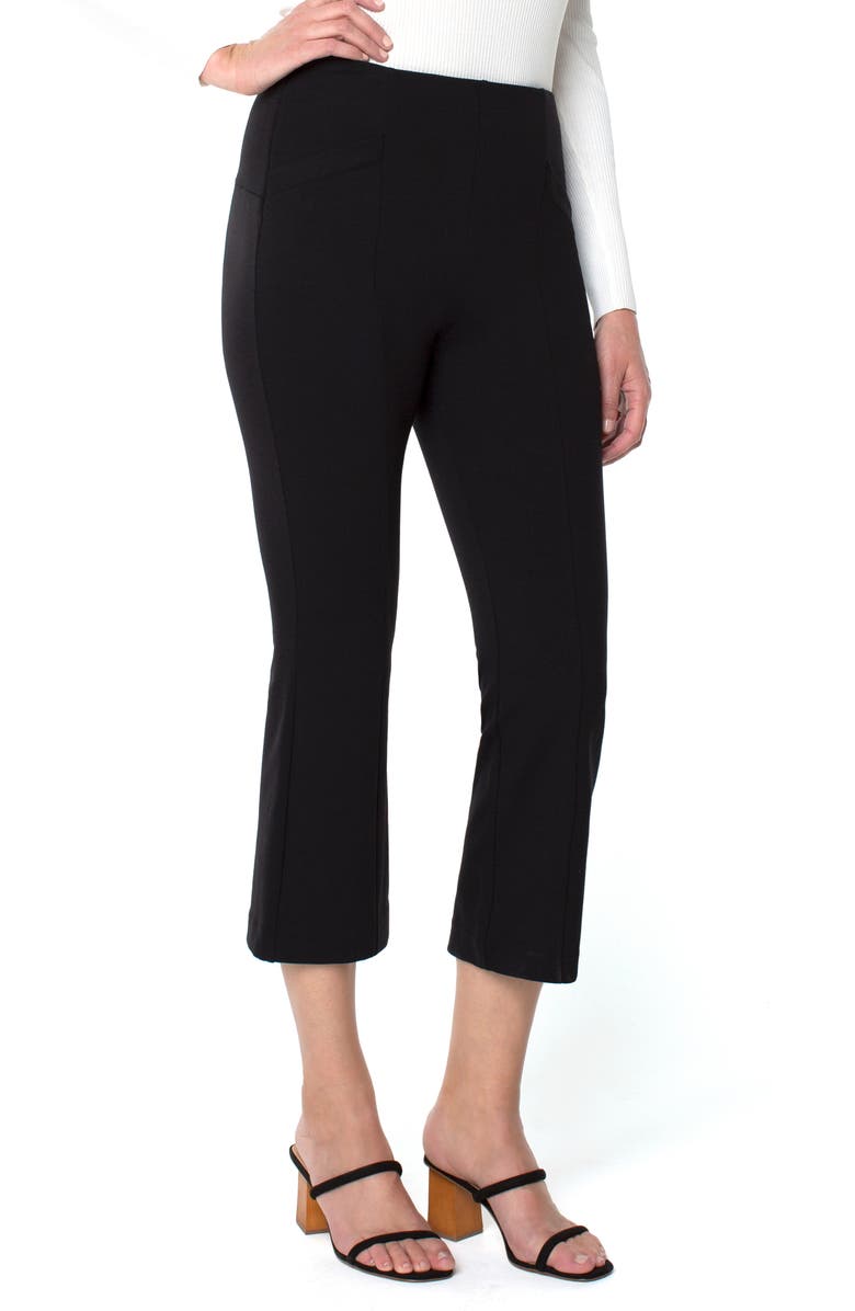 Liverpool Stella Kick Flare Ponte Crop Pants, Alternate, color, Black