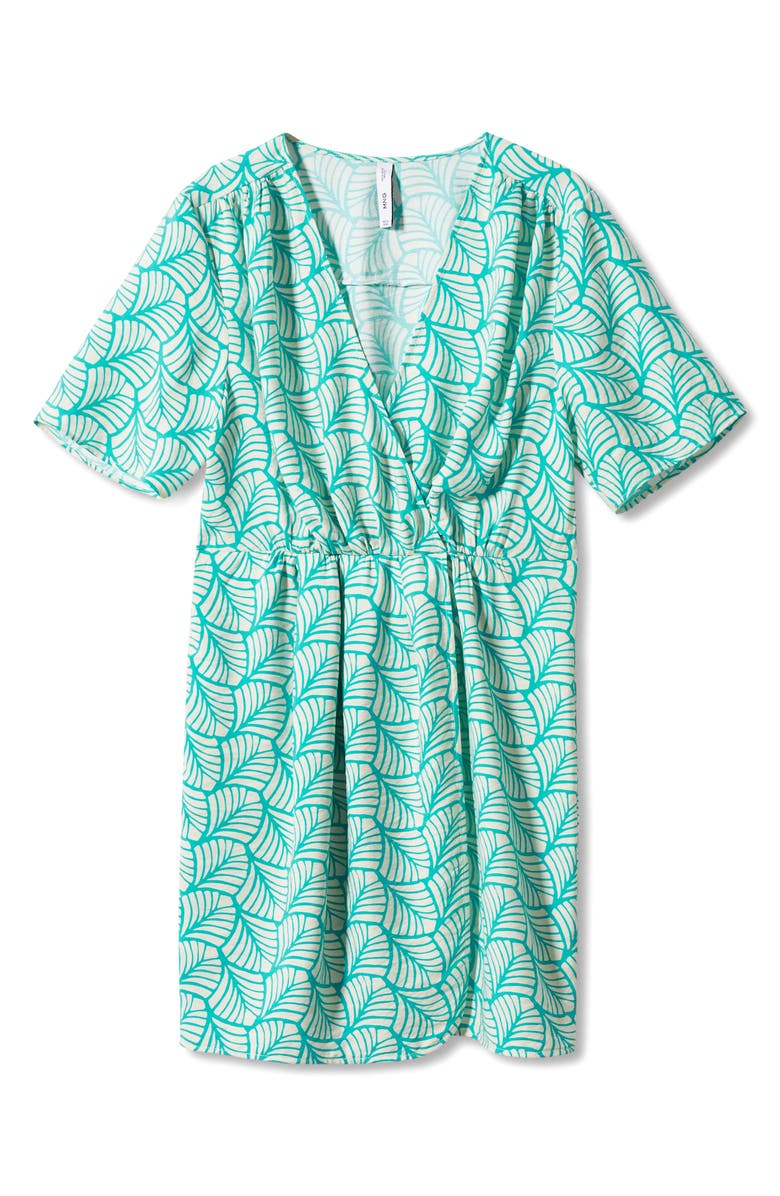 MANGO Faux-Wrap Minidress, Alternate, color, Turquoise