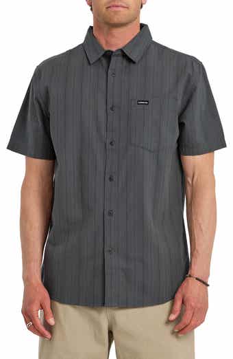 Quiksilver Dobby Stripe Classic Short Sleeve Cotton Button-Up Shirt
