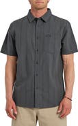 Quiksilver Dobby Stripe Classic Short Sleeve Cotton Button-Up Shirt
