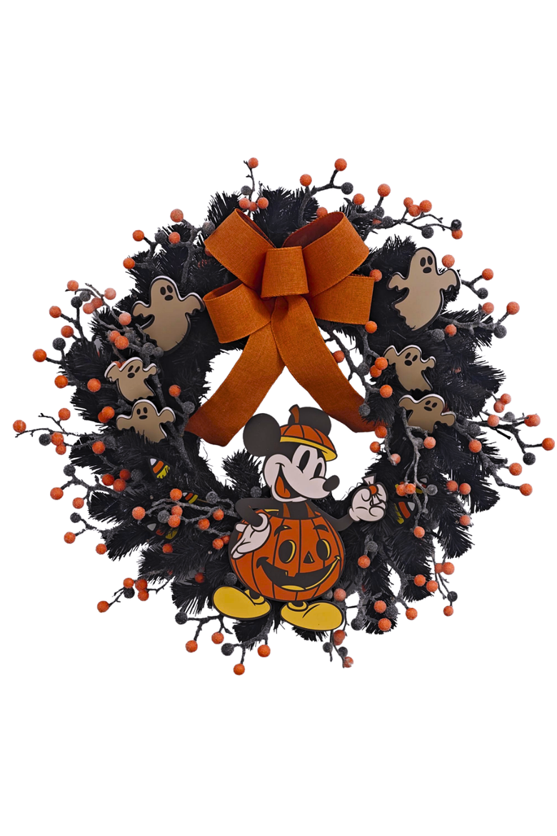 Disney® Mickey Mouse Halloween Wreath Pre-Lit, Main, color, Black, Orange, White