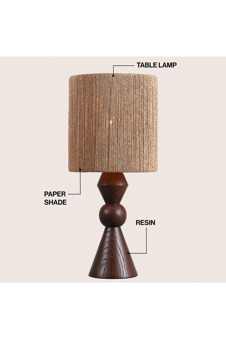 Tapered Rope End JONATHAN Y Orbic Taper Cottage Resin/Metal LED Table Lamp with Paper ...
