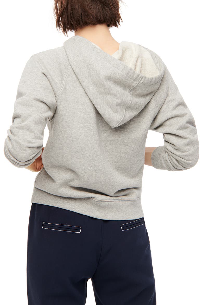 Original Garment Dyed V-Neck Cotton Terry Hoodie, Alternate, color, HEATHER GREY