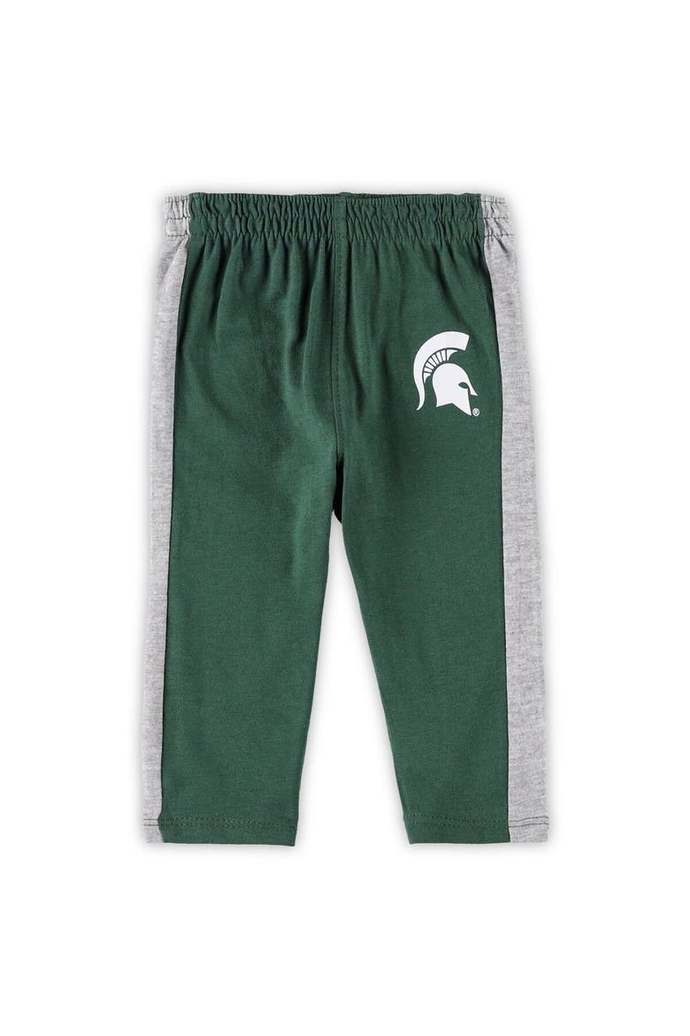 Newborn & Infant Green/Heathered Gray Michigan State Spartans Little Kicker Long Sleeve Bodysuit & Sweatpants Set, Alternate, color, Green