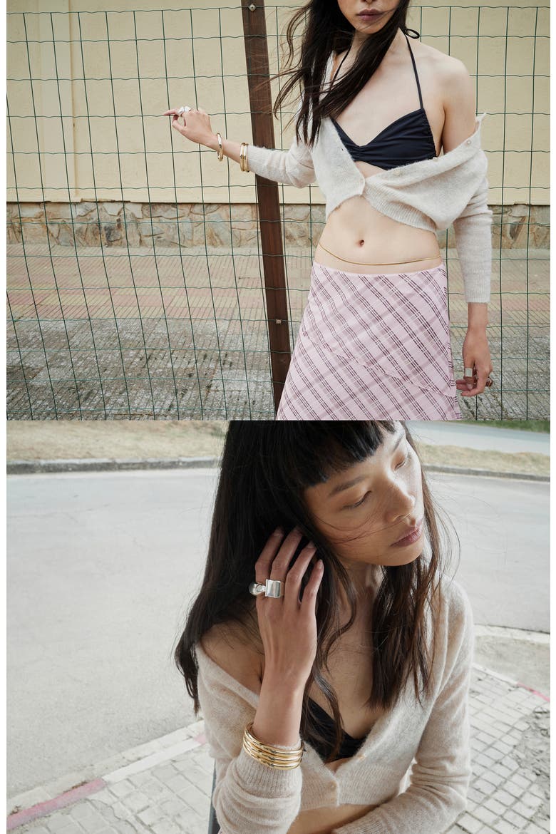 Checked Asymmetric Skirt, Alternate, color, PINK