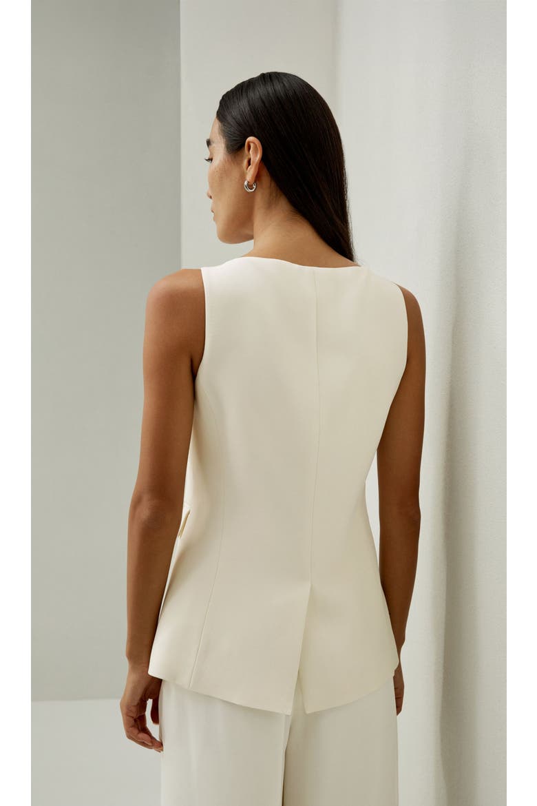 Women's Sleeveless Button Up Silk Vest, Alternate, color, Lily White