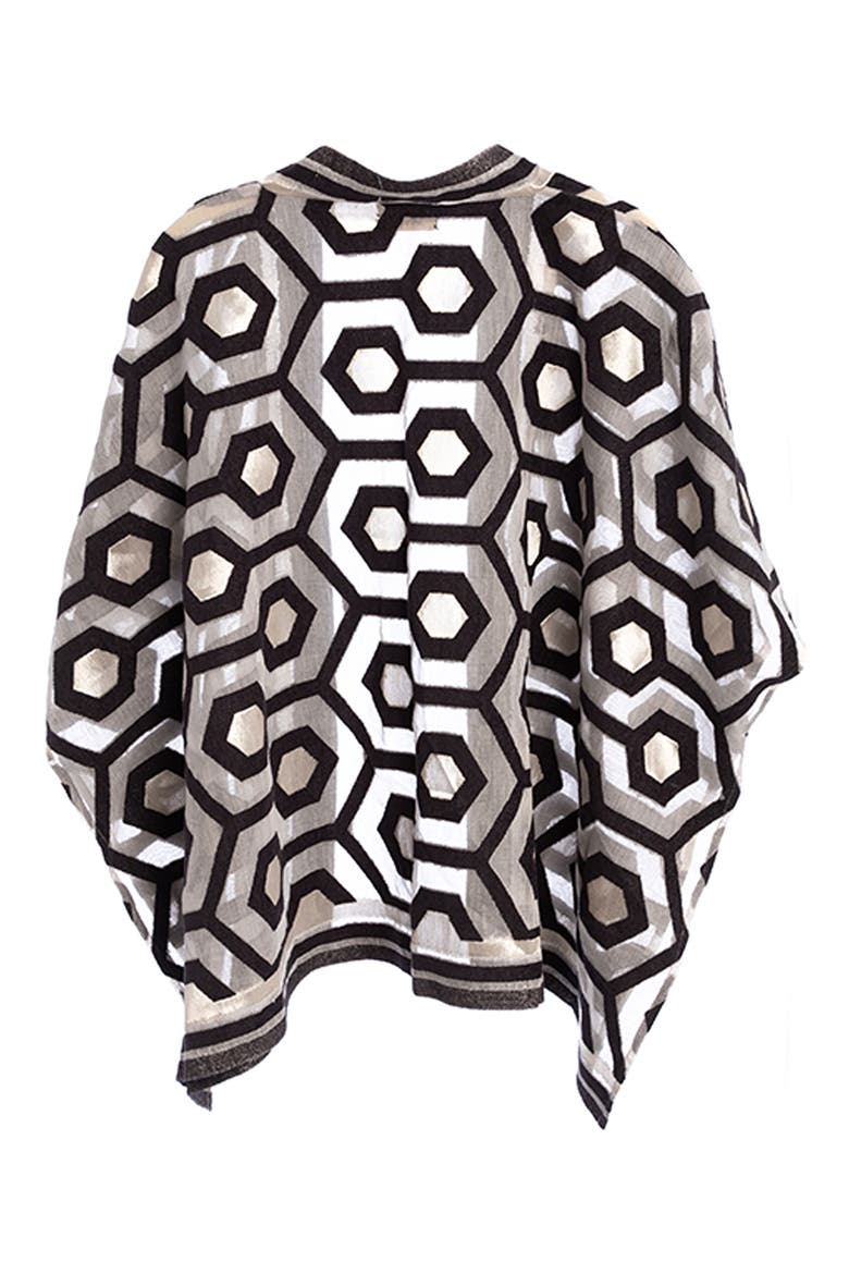 Geo Poncho, Alternate, color, BLACK