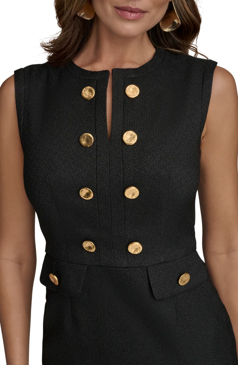Donna Karan New York Button Detail Sheath Dress, Alternate, color, Black