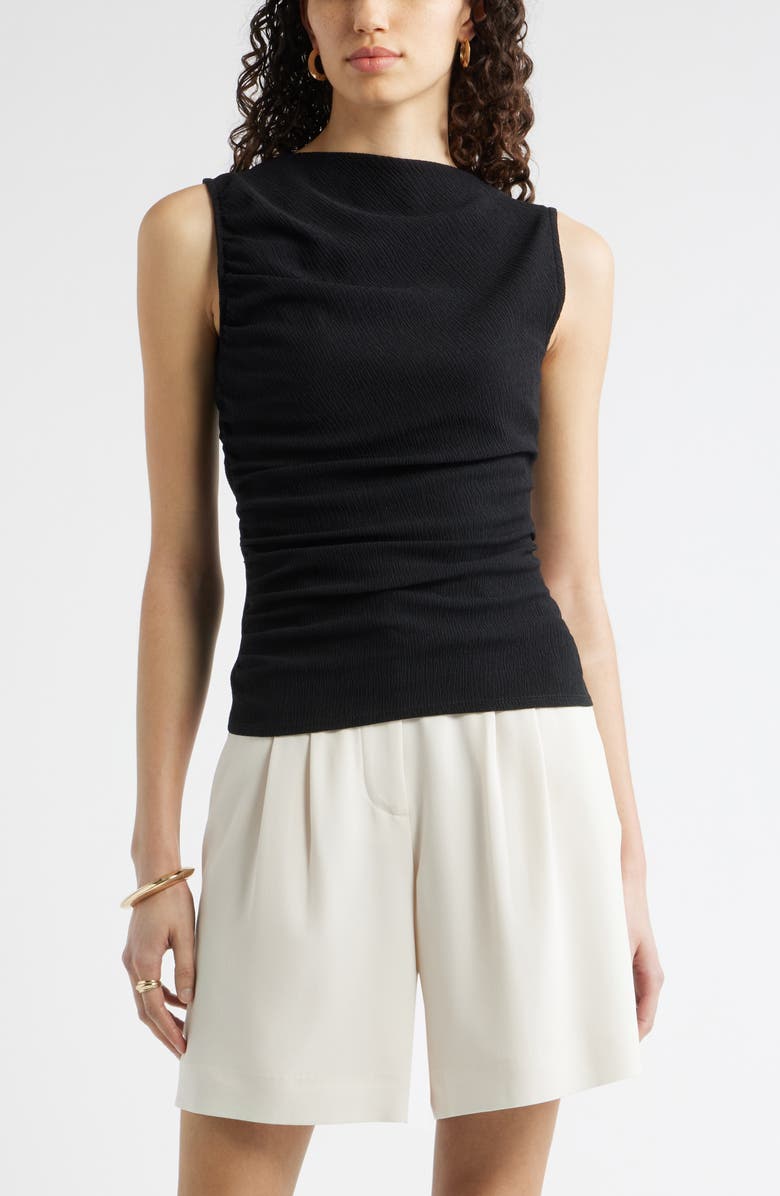 Nordstrom Ruched Sleeveless Top, Main, color, Black