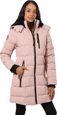 CANADA WEATHER GEAR Women's High Pile Fleece Lined Hood Quilted Puffer Coat