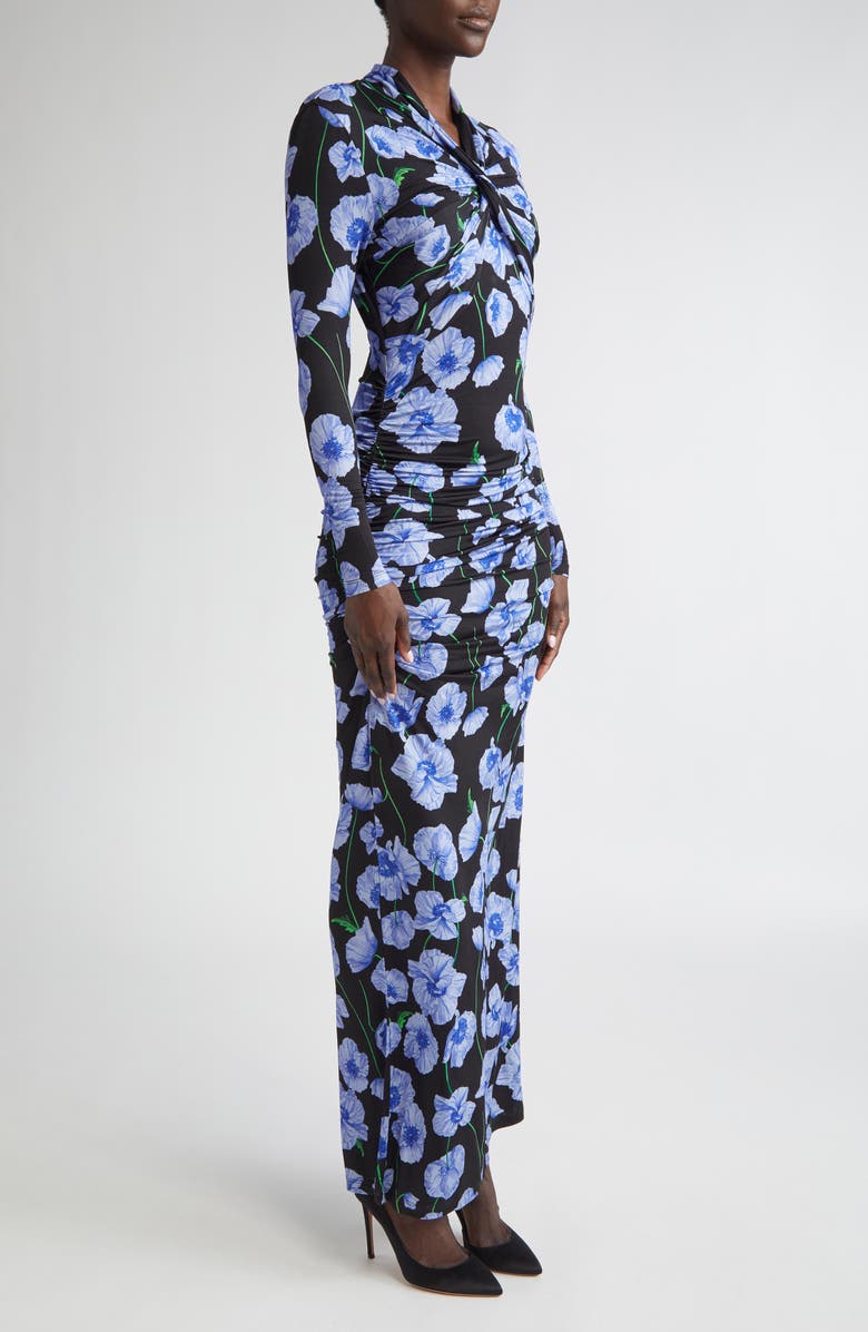 Carolina Herrera Twisted Neckline Long Sleeve Stretch Jersey Gown, Alternate, color, 