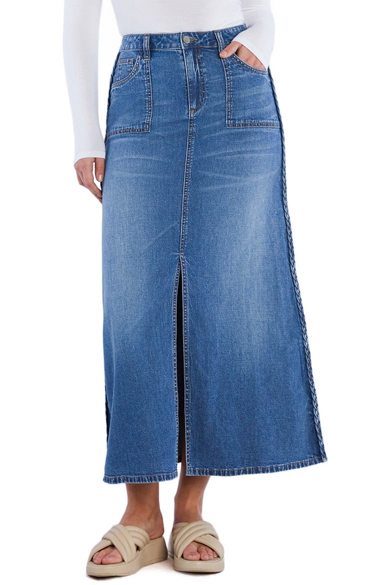 Braided Denim Maxi Skirt, Main, color, COTTAGE DENIM
