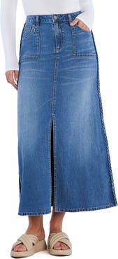 Wash Lab Denim Braided Denim Maxi Skirt