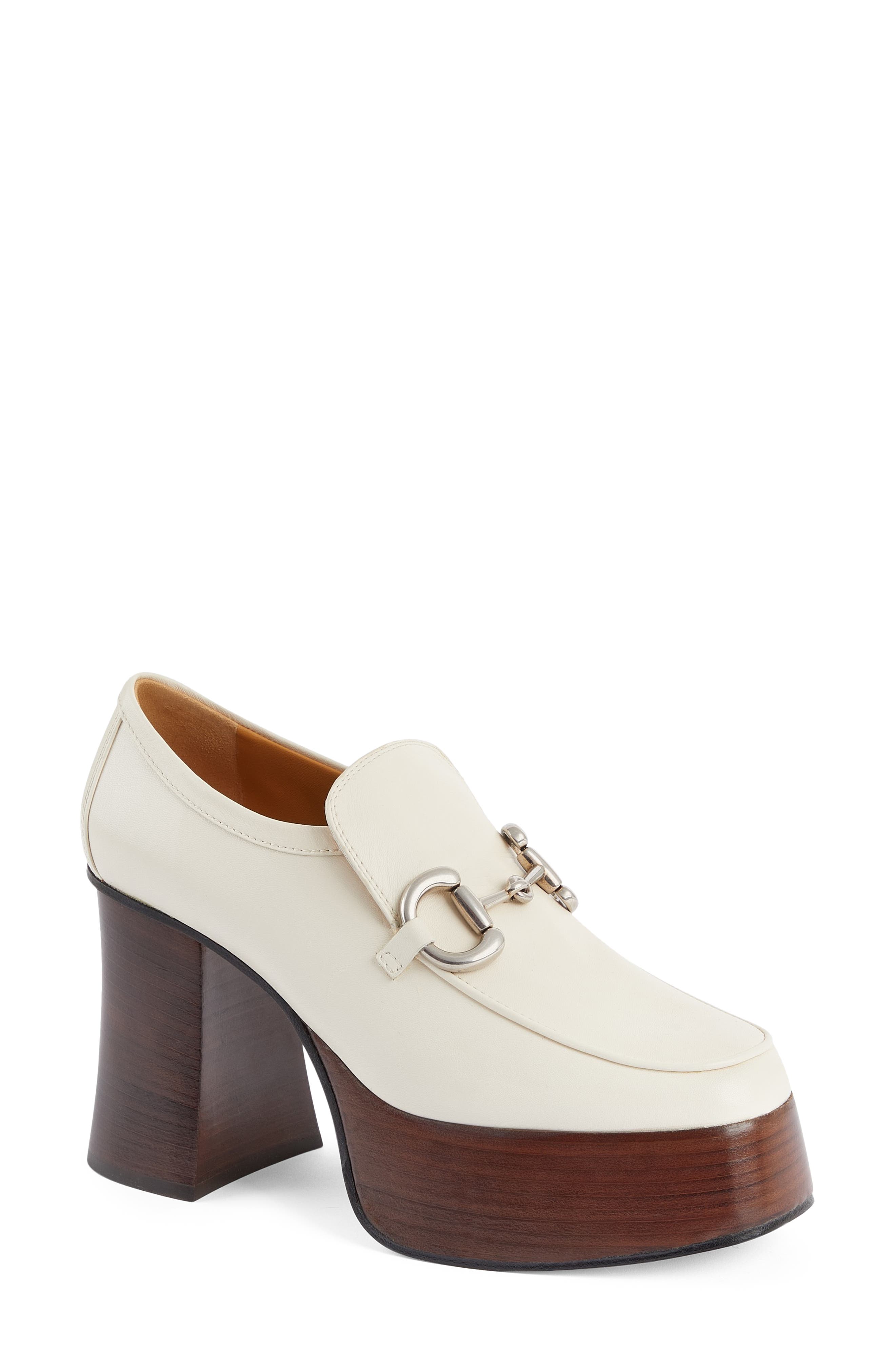 Horsebit Platform Loafer, Main, color, MYSTIC WHITE