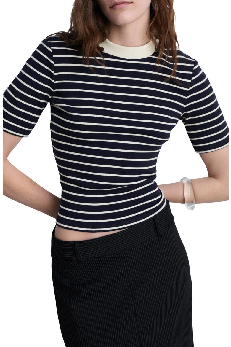 Stripe Cotton T-Shirt, Main, color, DARK NAVY