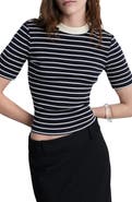 MANGO Stripe Cotton T-Shirt