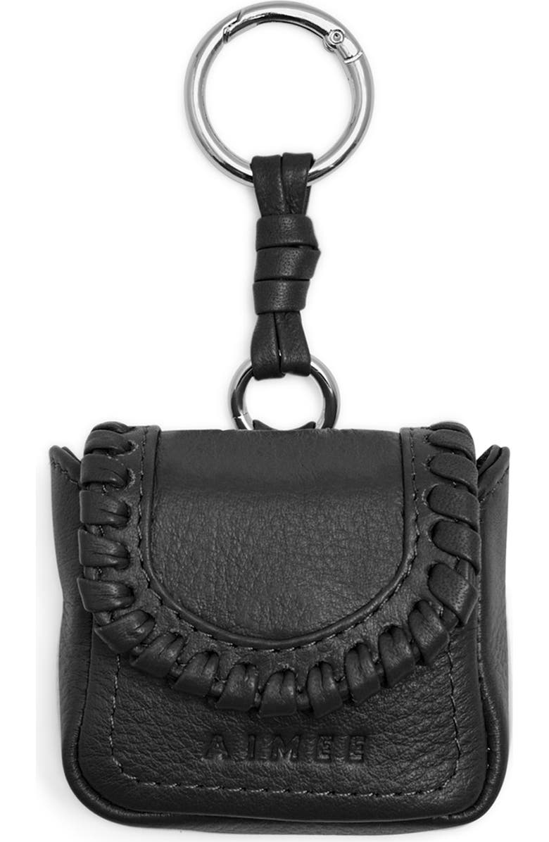 AIMEE All For Love Leather Bag Charm, Main, color, Black