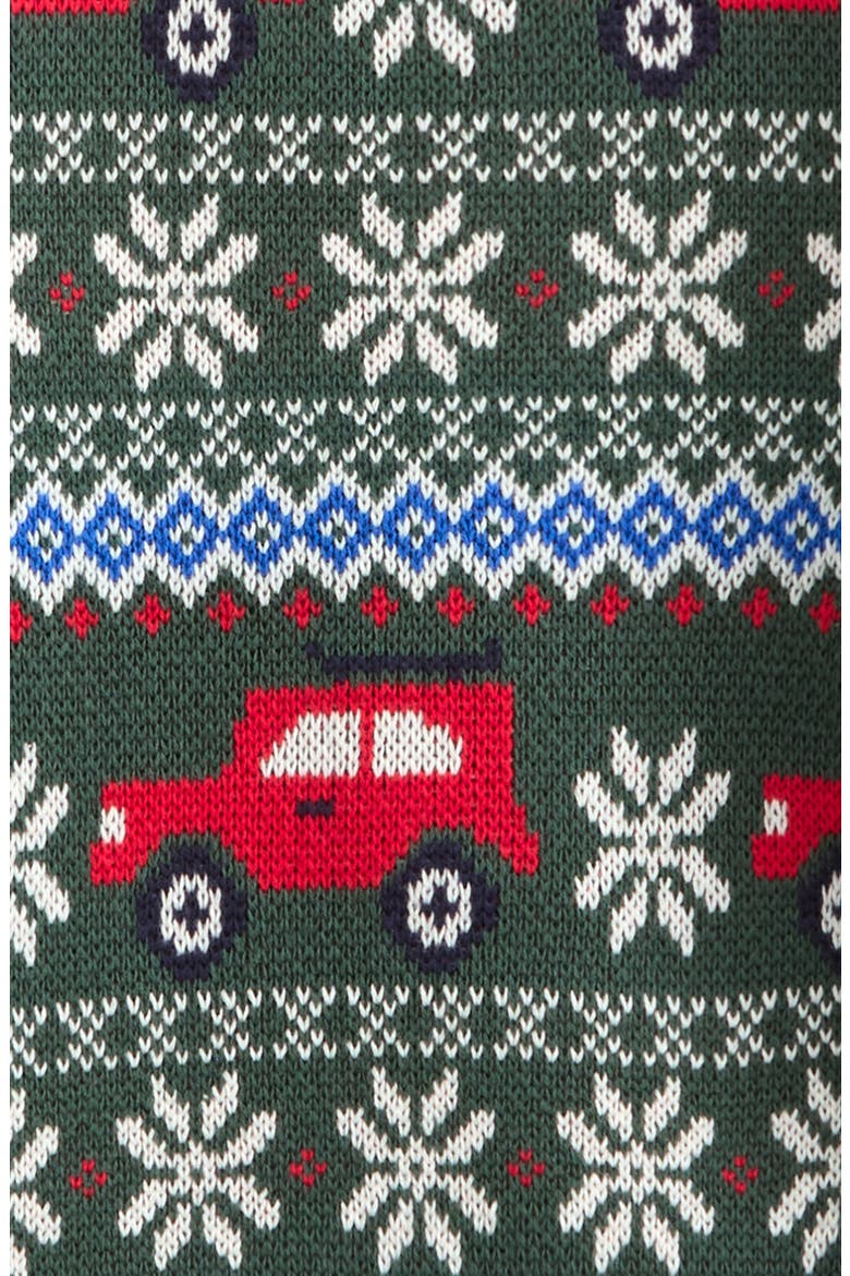 Kids' Fair Isle Cotton Sweater, Alternate, color, GREEN TREKKING FAIRISLE TRUCK