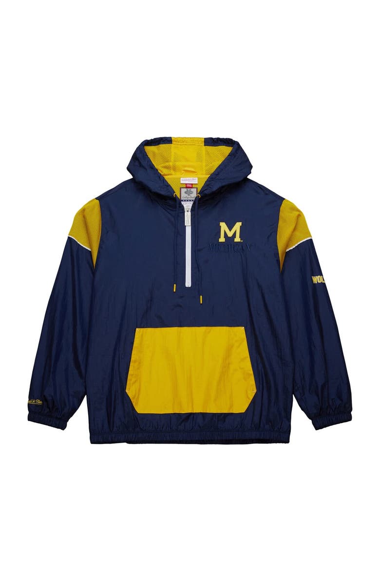Mitchell & Ness Men's Mitchell & Ness Navy Michigan Wolverines Anorak Vintage Logo Half-Zip Hoodie Jacket, Alternate, color, Navy