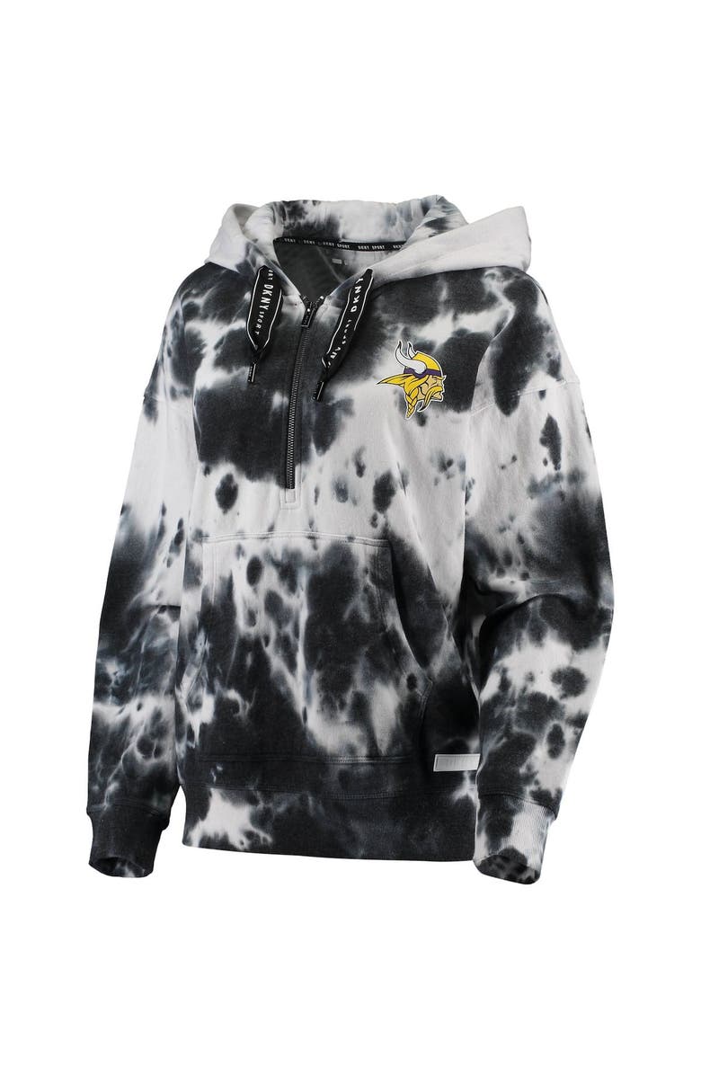 DKNY SPORT Women's DKNY Sport White/Black Minnesota Vikings Dakota Oversized Tie-Dye Half-Zip Hoodie, Alternate, color, 