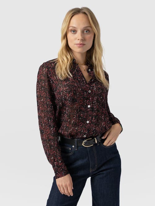 Saint + Sofia Paxton Pussybow Blouse In Brown