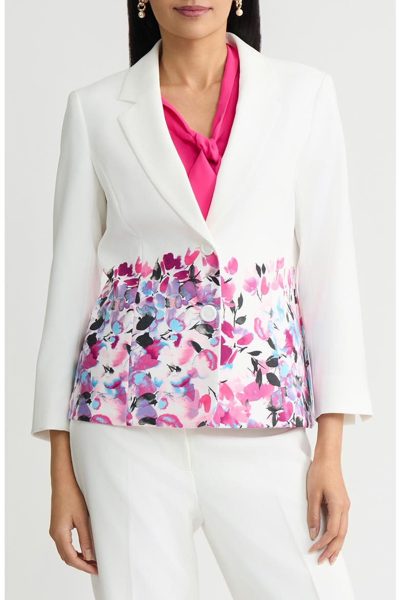 Floral Print Two-Button Jacket, Main, color, LILY WHITE MULTI
