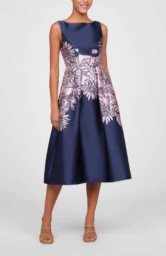 Evaline Placed Floral Cocktail Midi Dress