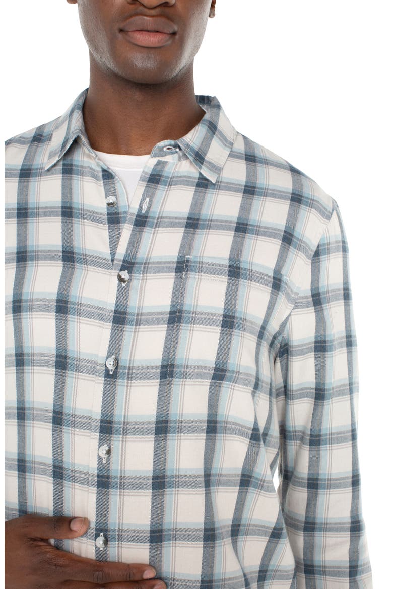 Plaid Button-Up Shirt, Alternate, color, PUTTY/ BLUE/ GREY