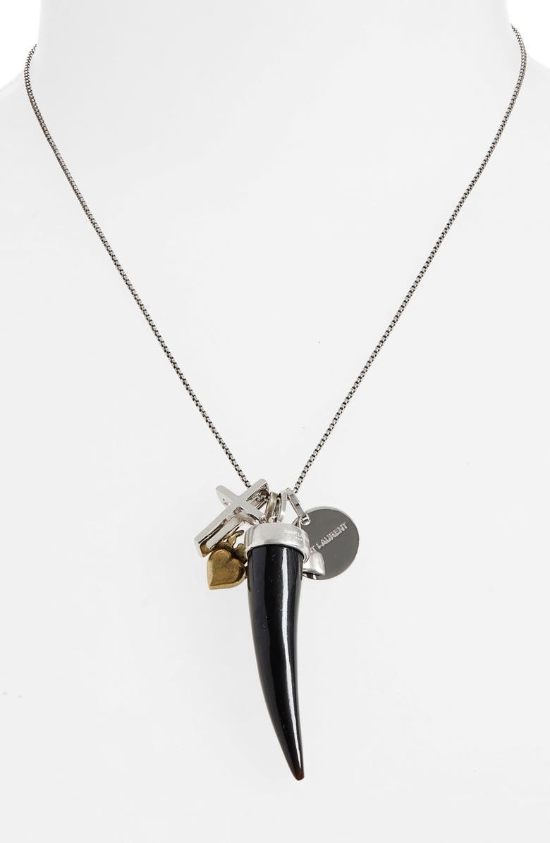 Saint Laurent Charm Pendant Necklace, Main, color, 