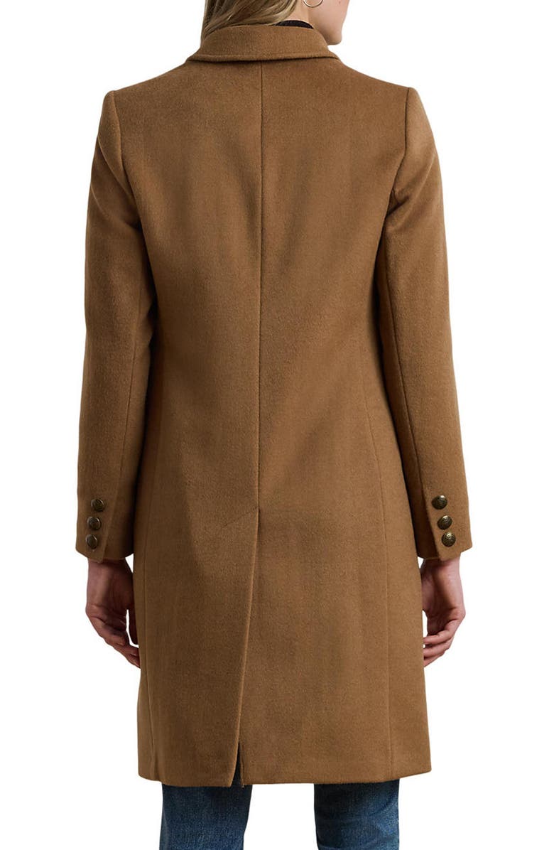 Lauren Ralph Lauren Crest Patch Wool Blend Reefer Coat, Alternate, color, New Vicuna