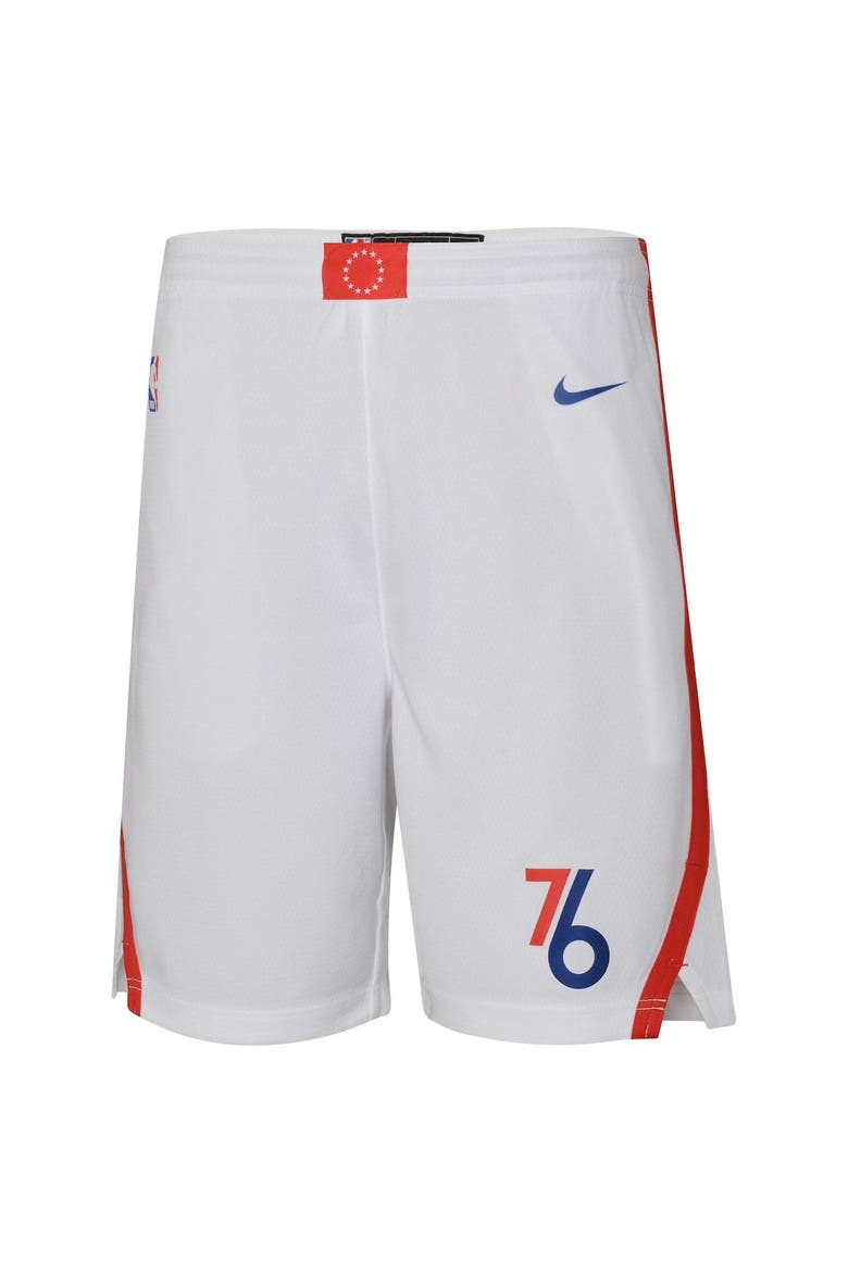 Youth Jordan Brand White Philadelphia 76ers 2022/23 City Edition Swingman Shorts, Alternate, color, White