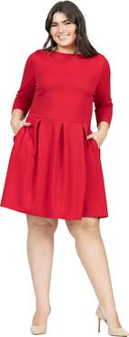 24seven Comfort Apparel Plus Size Perfect Fit and Flare Pocket Dress