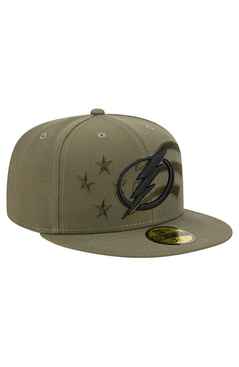 New Era Men
s New Era  Olive Tampa Bay Lightning Military Appreciation Flag 59FIFTY Fitted Hat, Alternate, color, Olive