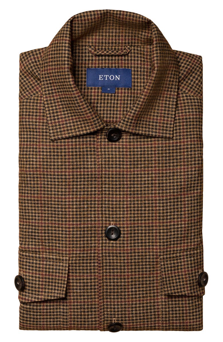 Eton Plaid Cotton & Wool Blend Shirt Jacket, Alternate, color, 