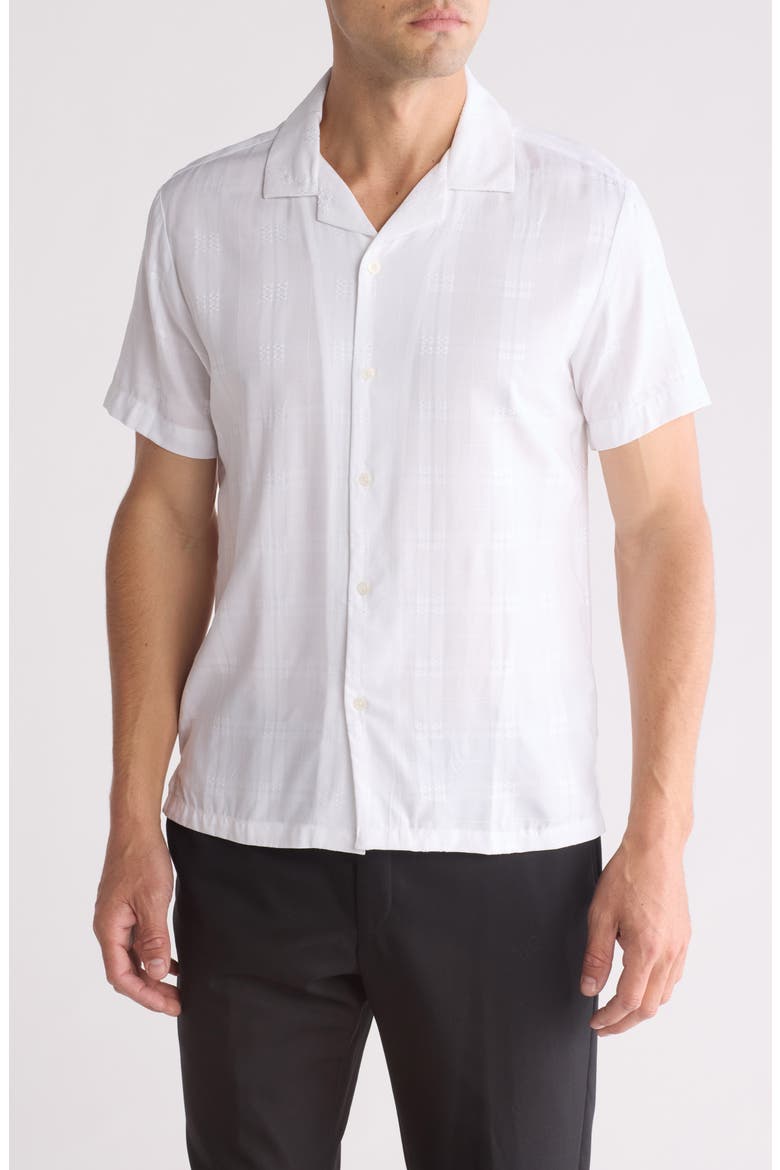 Dobby Short Sleeve Shirt, Main, color, WHITE