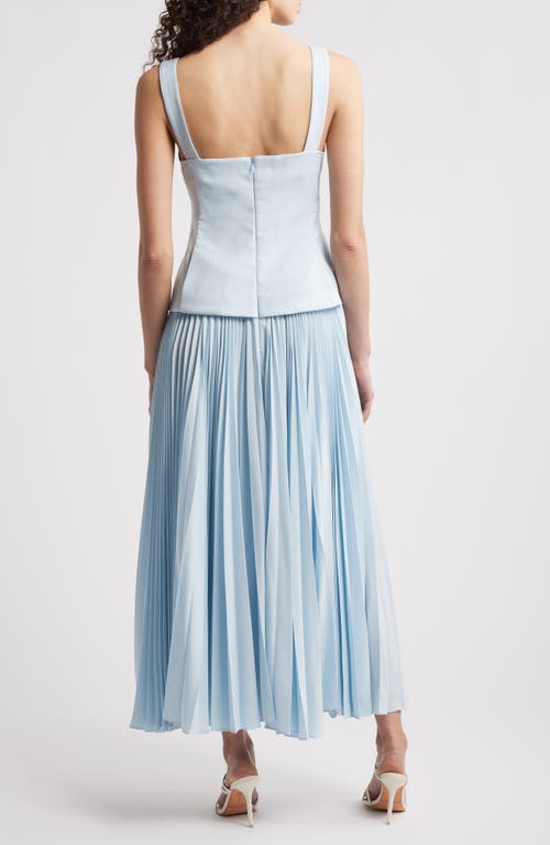 Acler Hollinshill Pleated Sleeveless Maxi Dress In Baby Blue