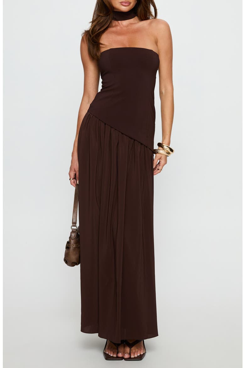 Odella Strapless Maxi Dress, Main, color, CHOCOLATE