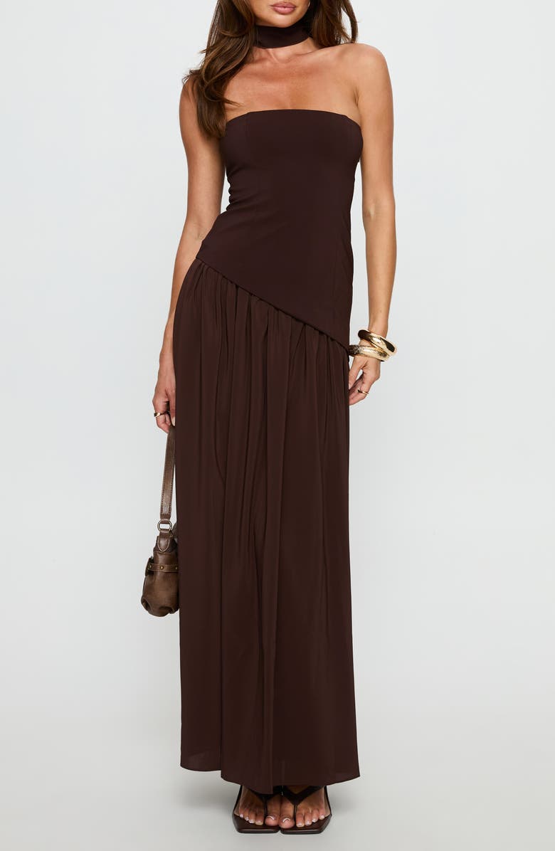 Princess Polly Odella Strapless Maxi Dress, Main, color, Chocolate