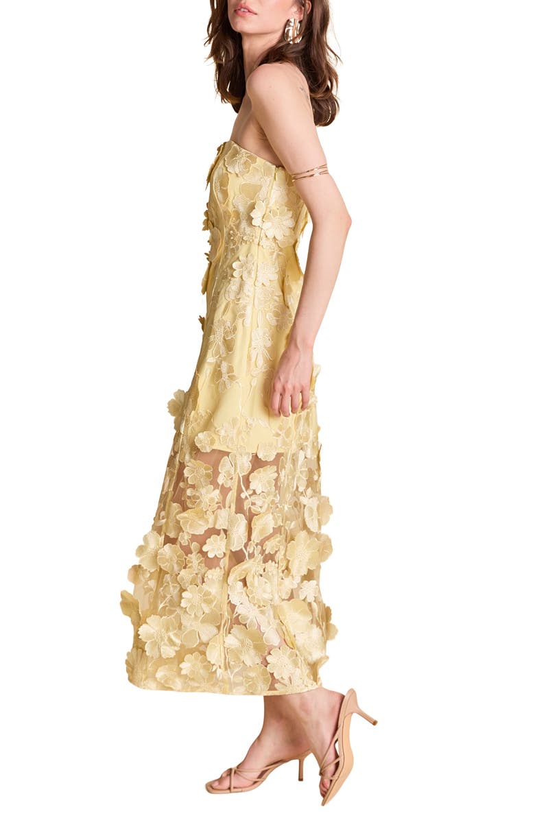 Endless Rose Floral Embroidery Strapless Dress, Alternate, color, Butter