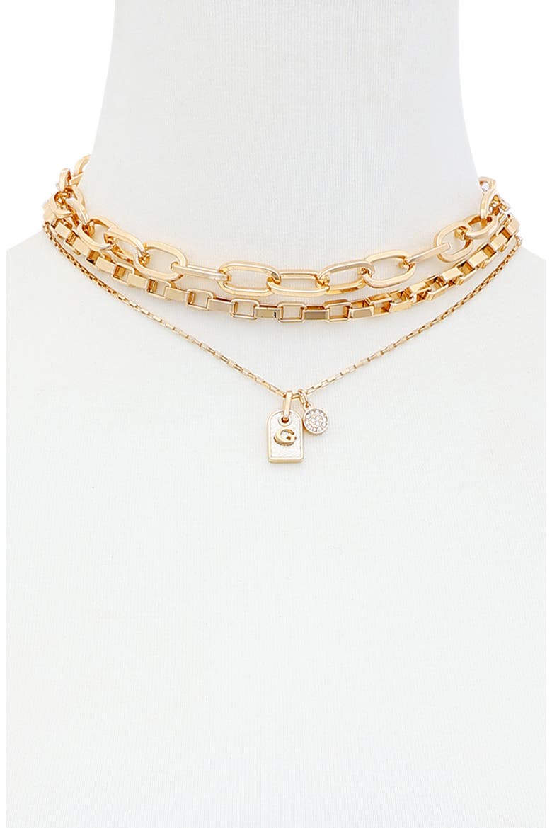 Logo Dog Tag Layered Necklace, Alternate, color, GOLD TONE
