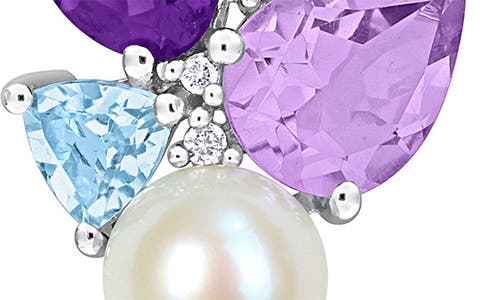 Delmar 7-7.5mm Cultured Freshwater Pearl & Diamond Stud Earrings In Purple