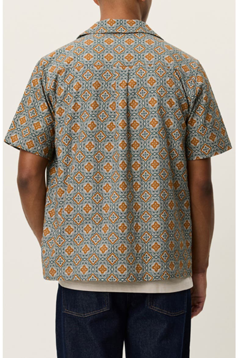 Lukas Arabesque Print Short Sleeve Button-Up Shirt, Alternate, color, SEA MOSS GREEN