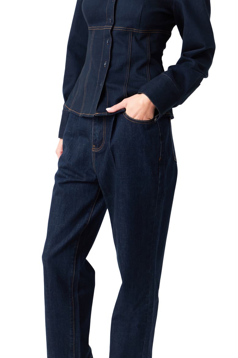 High Waist Wide Leg Jeans, Alternate, color, NAVY