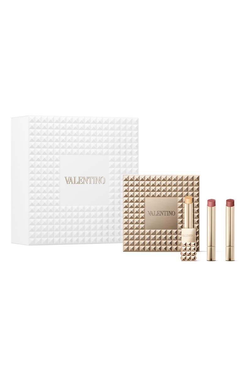 Valentino Spike Valentino Buttery Matte Refillable Lipstick Trio & Clutch $108 Value, Main, color, 