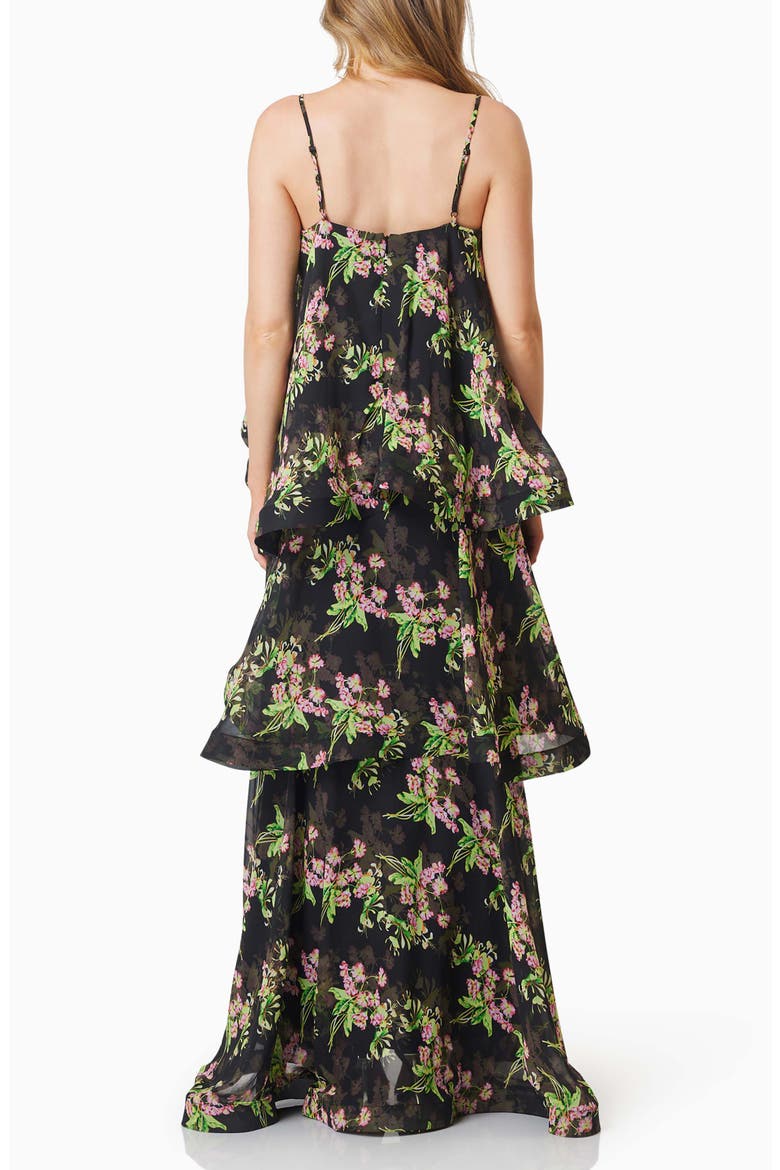 Ula Floral Tiered Georgette Gown, Alternate, color, BLACK MULTI
