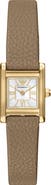 Emporio Armani Mother-of-Pearl Tank Leather Strap Watch, 19mm x 26mm